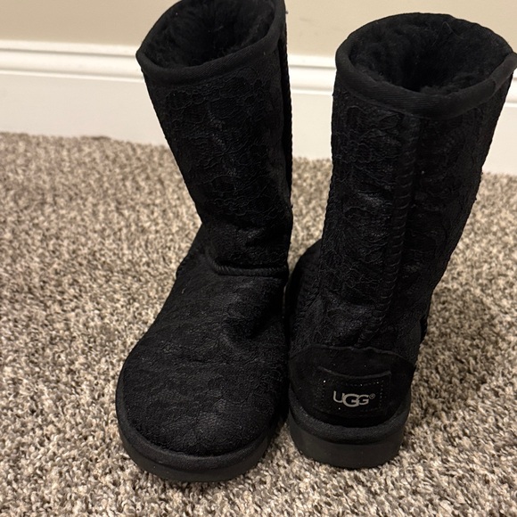 UGG Black Textured Lace Boots - Picture 1 of 6